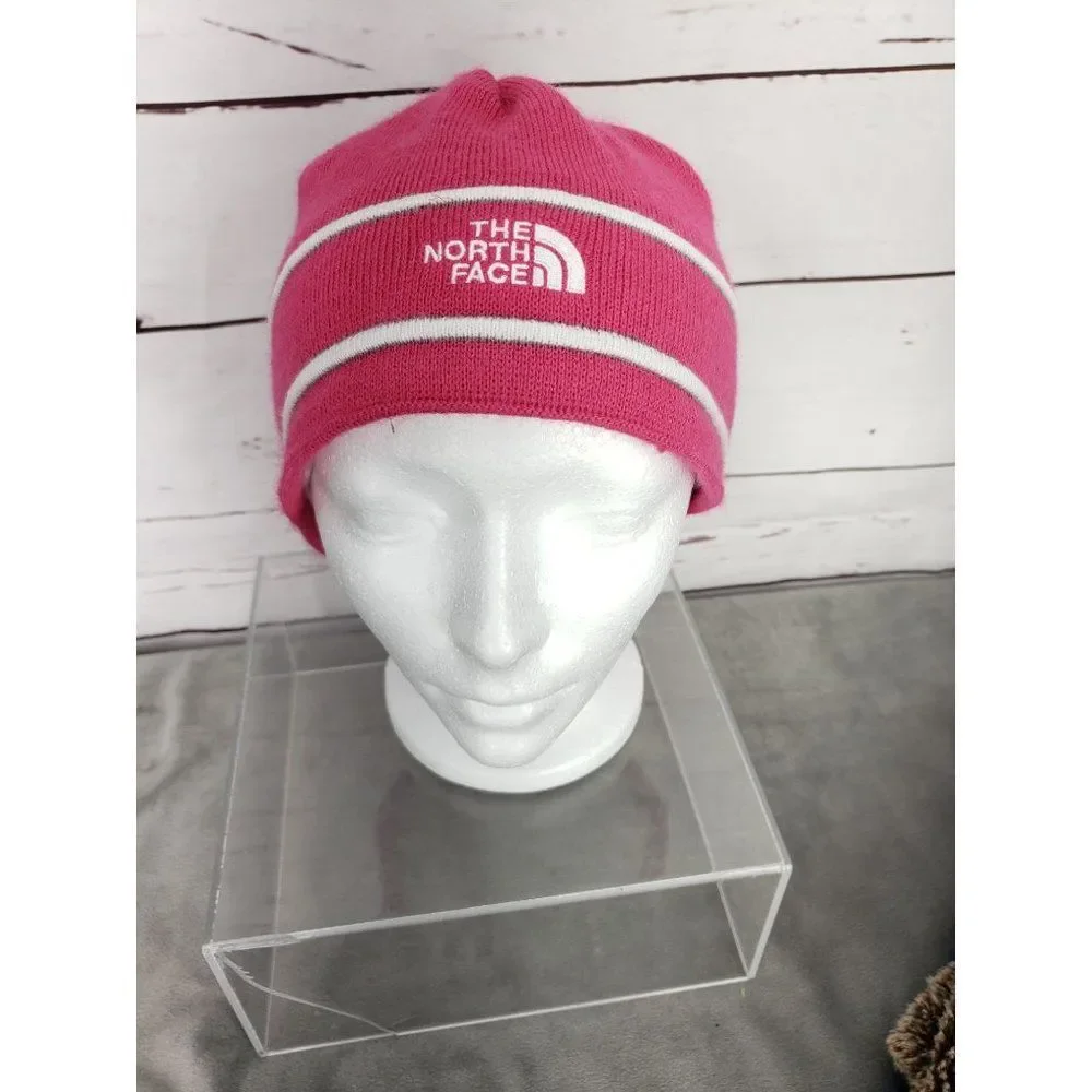 The North Face Girls Youth Junior Medium Pink‎ Logo Beanie Hat